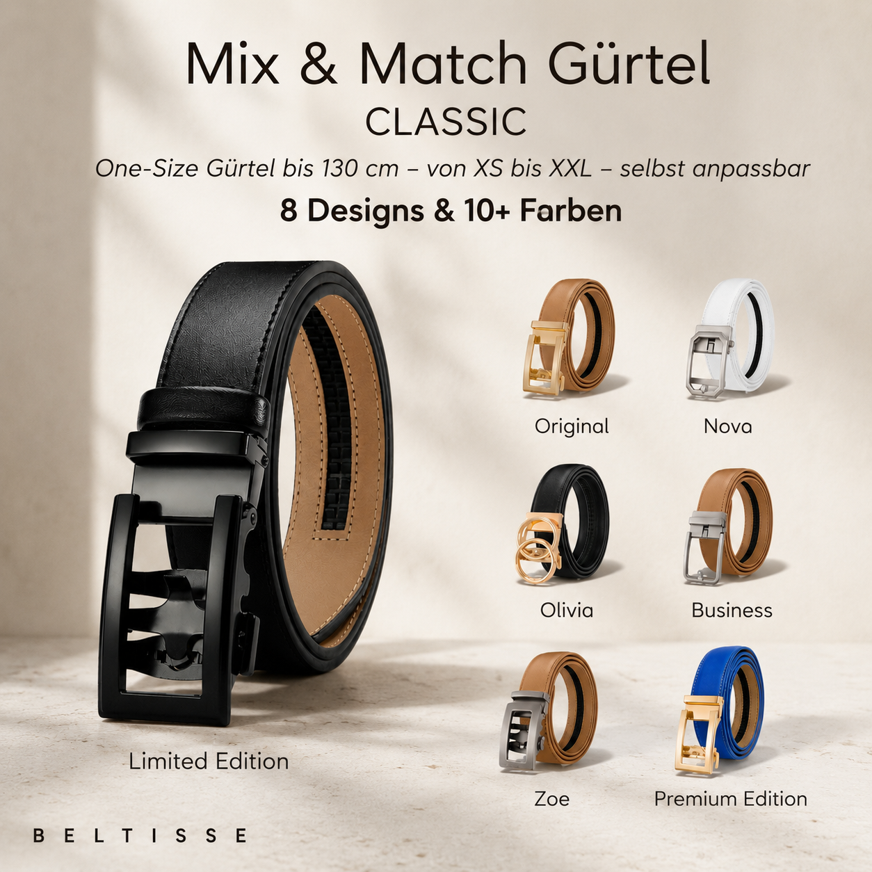 BELTISSE Classic Mix & Match Automatikgürtel in edler Geschenkbox