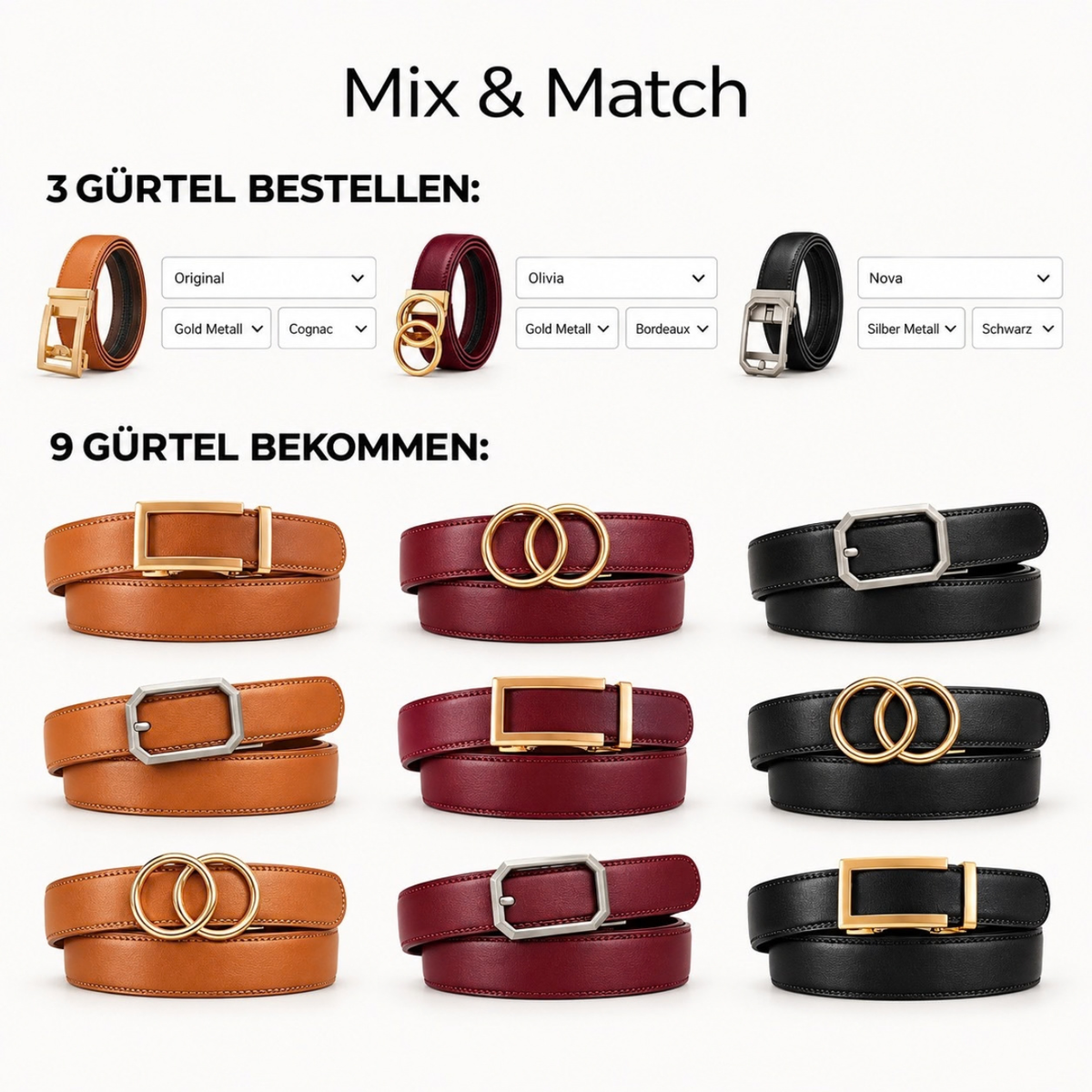 BELTISSE Classic Mix & Match Automatikgürtel in edler Geschenkbox